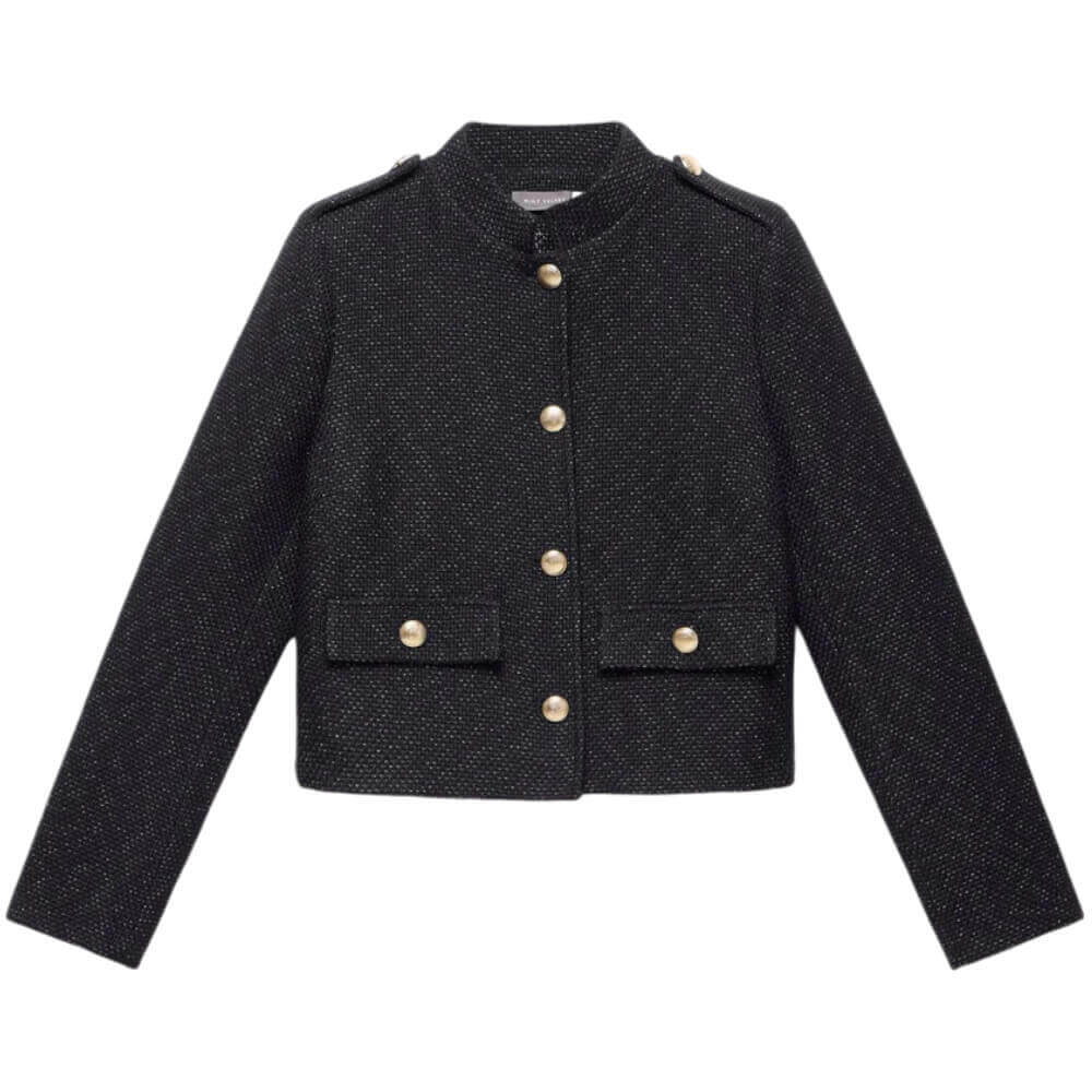 Mint Velvet Black Metallic Boucle Jacket